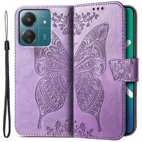 Flip case for Xiaomi Redmi 13C / Poco C65, Butterfly, purple