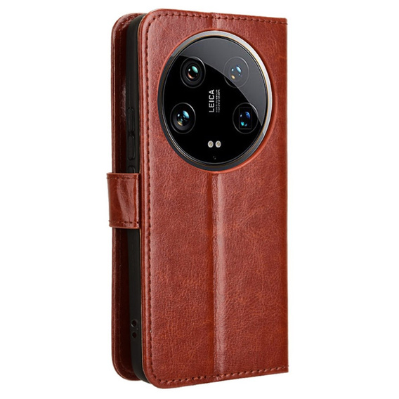 Flip case for Xiaomi 14 Ultra, Crazy Horse Wallet, brown