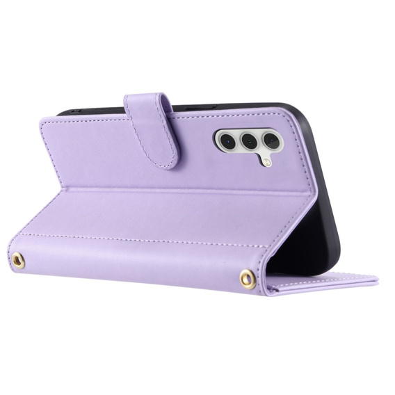 Flip case for Samsung Galaxy S25, Rhombus Crossbody Leather, purple