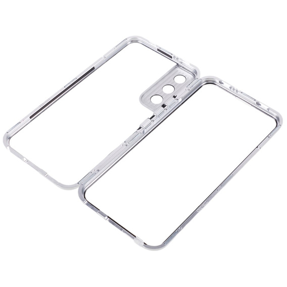 Case for Samsung Galaxy S21, Magnetic Dual Glass, silver