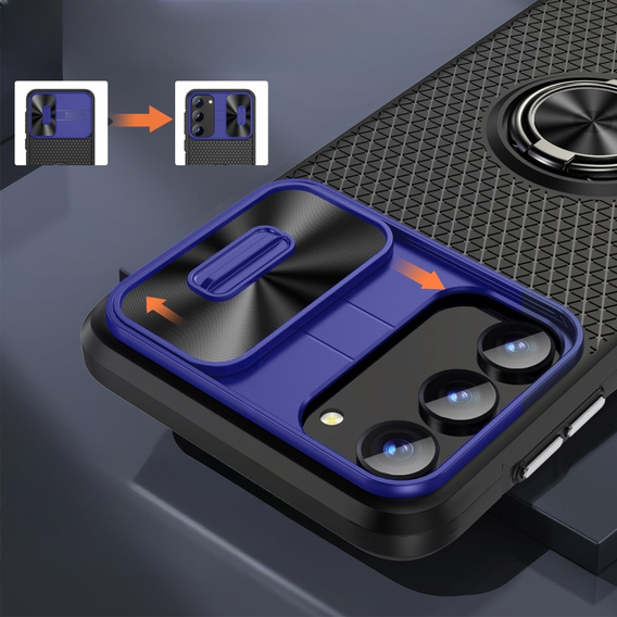 Case for Samsung Galaxy S23, Camera Slide Ring, black / blue