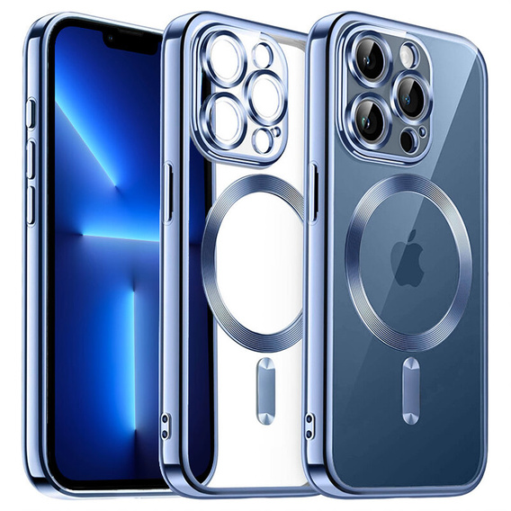 Case for iPhone 13 Pro, Electro MagSafe, blue + Screen Glass