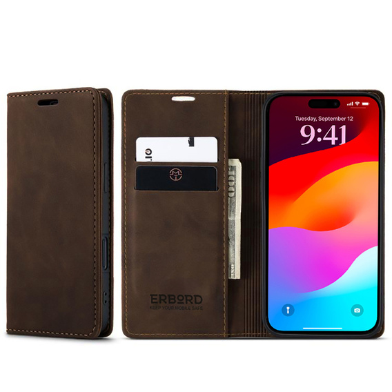 ERBORD Vintage wallet case with flap for iPhone 17 Pro Max