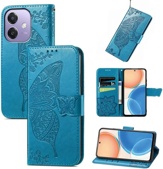 Flip case for Oppo A40 / Oppo A40m, Butterfly, blue