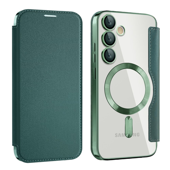 Flip case for Samsung Galaxy S24 FE, RFID Wallet MagSafe CamShield, green
