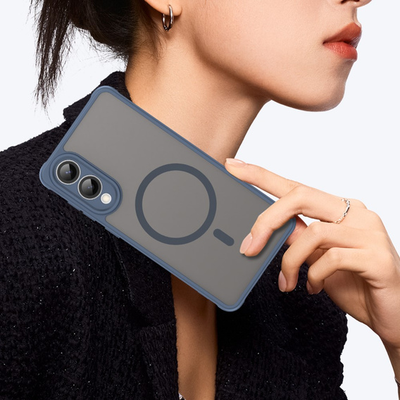 Case for Samsung Galaxy S25 Edge, Kickstand Matt Case, for MagSafe, blue + Screen protector
