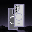 Case with frame for Samsung Galaxy S24 Ultra, for MagSafe, transparent / purple