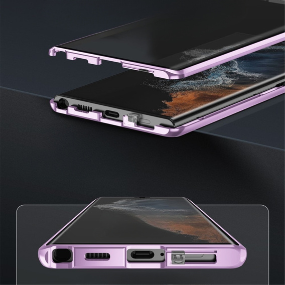 Case for Samsung Galaxy S21 Ultra, Magnetic Dual Glass, purple
