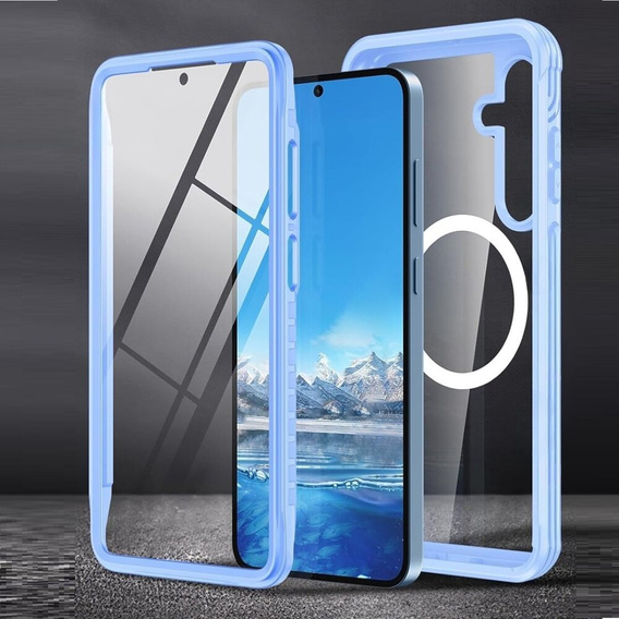 Case for Samsung Galaxy A55 5G, Shockproof, with glass, for MagSafe, blue