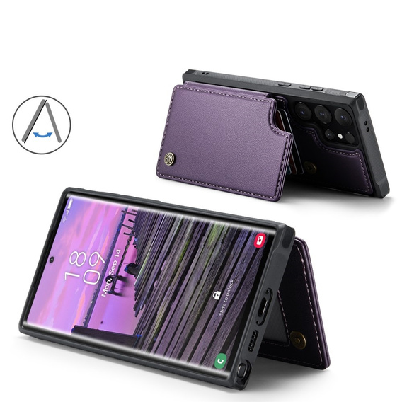 CASEME flip case for Samsung Galaxy S25 Ultra, Litchi Wallet, purple