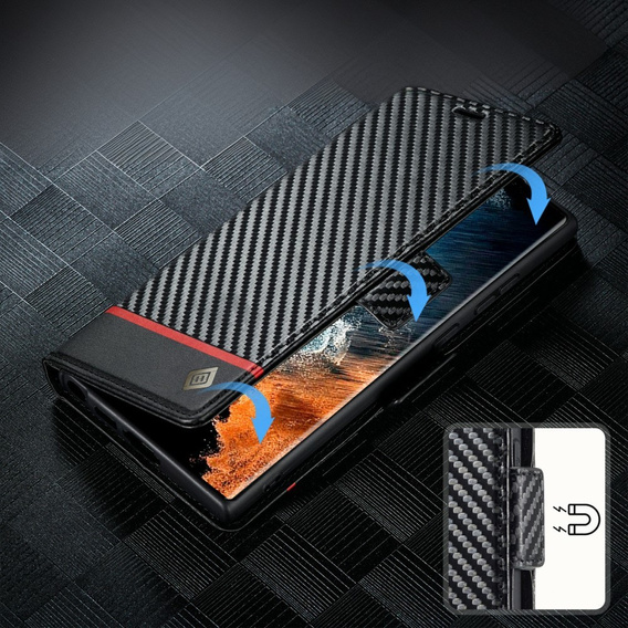 Flap case for Samsung Galaxy S25 Ultra, Carbon LC.IMEEKE, black