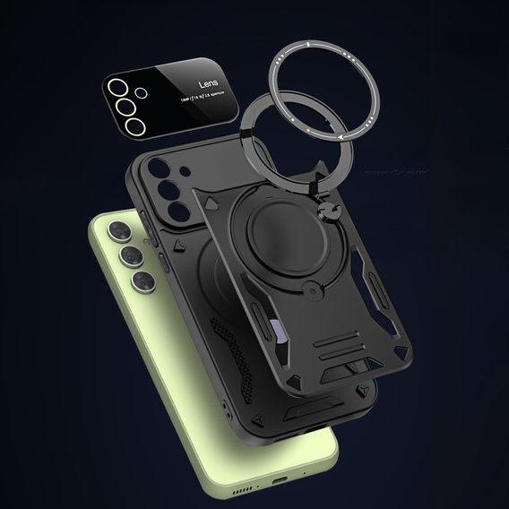 Armored Case for Samsung Galaxy A55 5G, Magnetic Ring, black