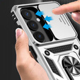 Armoured case with stand and lens cover for Samsung Galaxy S26 Plus, silver