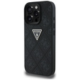 Guess Grained Hot Stamp 4G Triangle Metal Case for iPhone 16 Pro Max