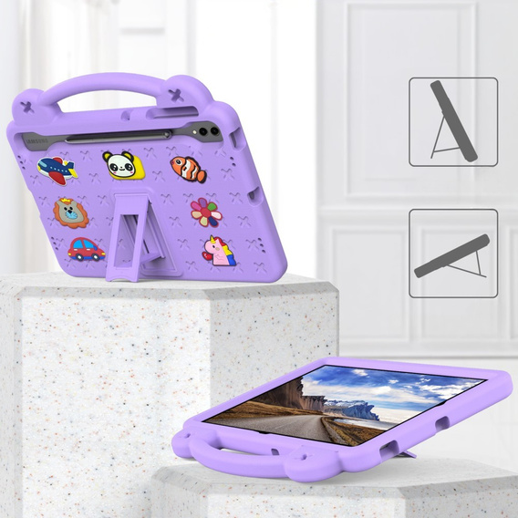 Children's case for Samsung Galaxy Tab S10+ Plus, Cute Patterns, with stand, purple