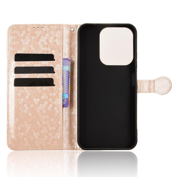Flip case for Xiaomi Redmi 15C 4G/LTE, Wallet Rhombus, gold