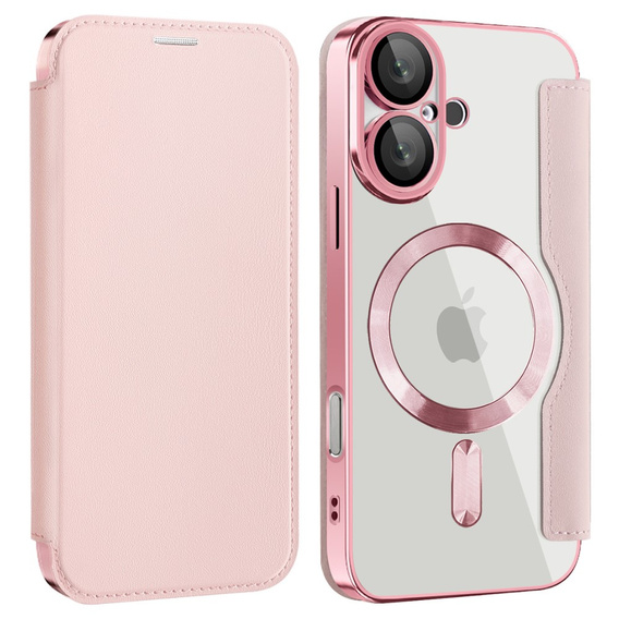Flip case for iPhone 16, RFID Wallet MagSafe CamShield, pink