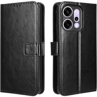 Flap case for Oppo Reno 14, textured Crazy Horse, black