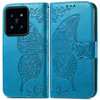 Flip case for Xiaomi 14T, Butterfly, blue