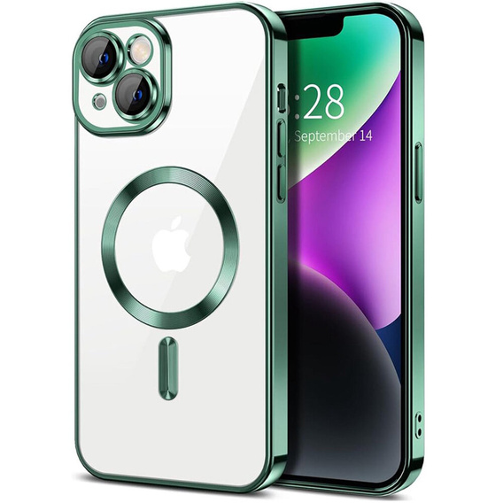 Case for iPhone 14, Electro MagSafe, green + Screen Glass