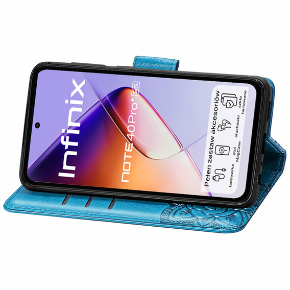 Flip case for Infinix Note 40 Pro Plus, Butterfly, blue