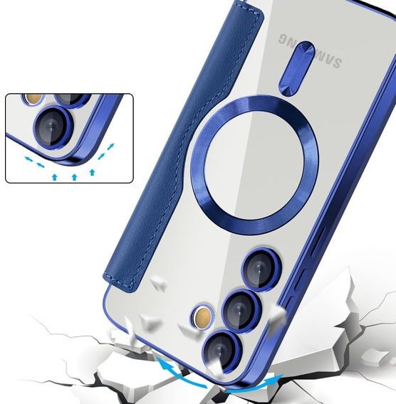 Flip case for Samsung Galaxy S25 FE, RFID Wallet MagSafe CamShield, dark blue