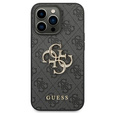 GUESS Case for iPhone 14 Pro, 4G Big Metal Logo, grey