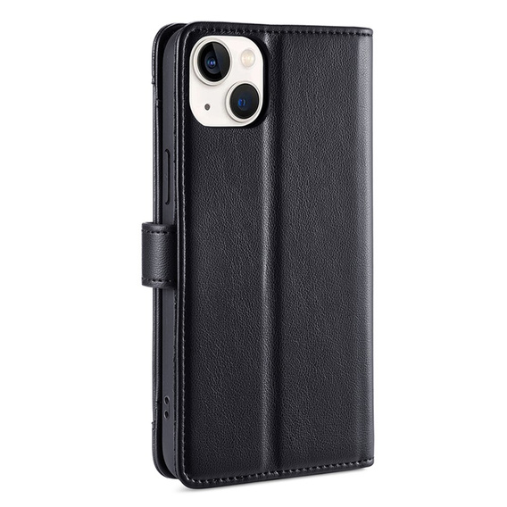 Flip case for iPhone 15, Wallet Zipper Pocket, black