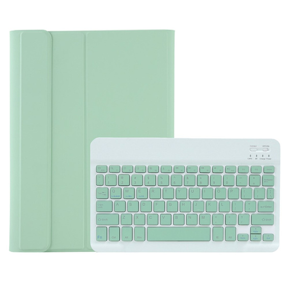Case + keyboard Samsung Galaxy Tab A9+, Leather Pen Slot, light green