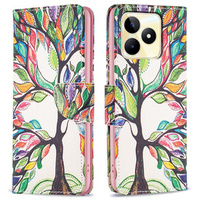 Flip case for Realme C53 4G, Wallet, tree of life, white