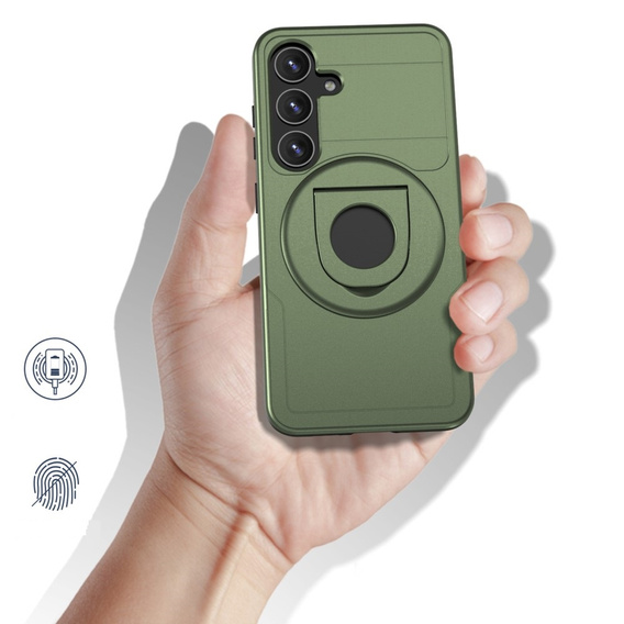MagSafe case for Samsung Galaxy S24, Military Magnet, Hybrid Case, green