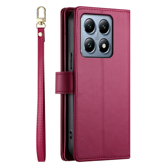 Flip case for Xiaomi 14T Pro, Wallet Zipper Pocket, red