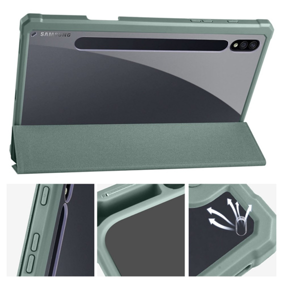 Case for Samsung Galaxy Tab S7 Plus / Tab S7 FE, Smartcase Hybrid, with stylus space, green