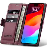 ERBORD Glossy Litchi case, flip wallet for iPhone 17 Pro Max