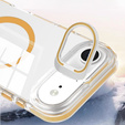 Case for iPhone Air, for MagSafe, with stand, transparent with gold inserts