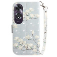 Flip case for Oppo A60, Wallet, Magnolia Flowers grey