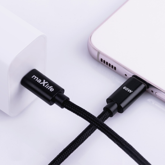 Maxlife USB-C to USB-C cable, 2.0 m, 60 W, for devices with USB-C