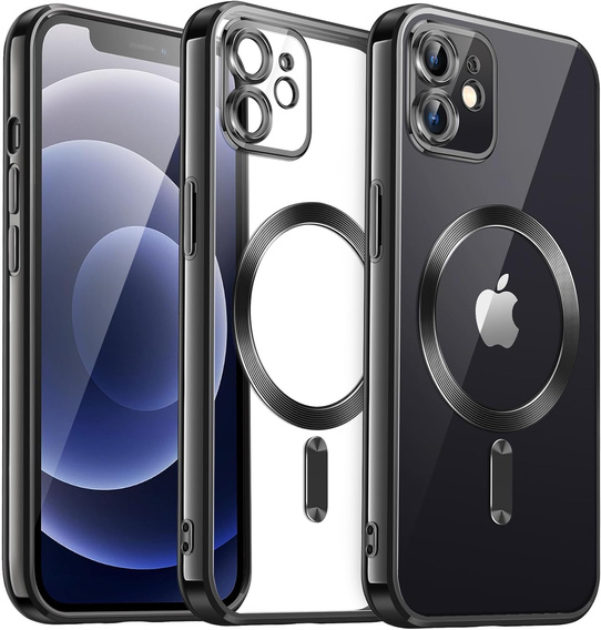 Case for iPhone 12, Electro MagSafe, black + Screen Glass