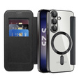 Flip case for Samsung Galaxy S25, RFID Wallet MagSafe CamShield, black