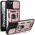 Armored Case for iPhone 16E, CamShield Slide, pink + Tempered Glass 9H