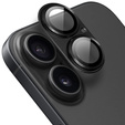 Camera glass for iPhone 16 / 16 Plus, black metal overlay ERBORD