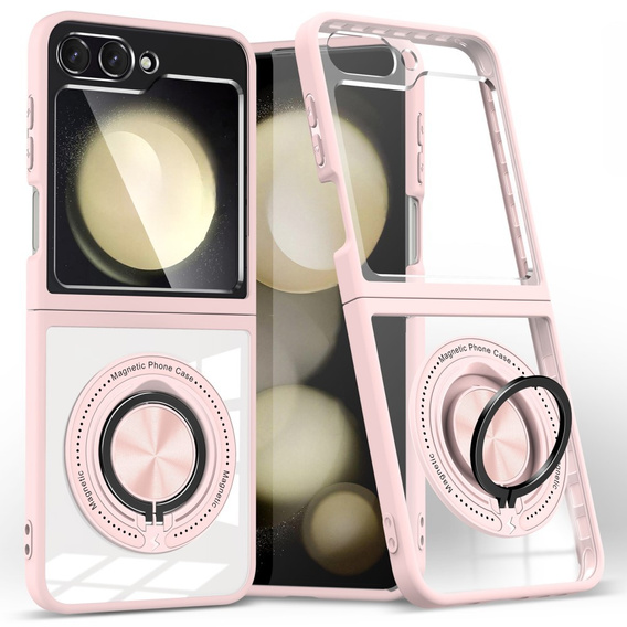 Case for Samsung Galaxy Z Flip7 FE / Z Flip6, Corners Dropproof, for MagSafe, transparent / pink