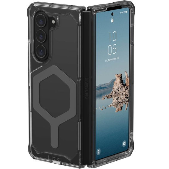 Urban Armor Gear Case for Galaxy Z Fold 5 5G, Plyo MagSafe, transparent / gray