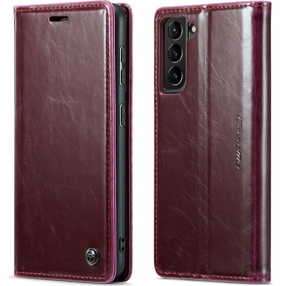 CASEME flip case for Samsung Galaxy S21 FE, Waxy Textured, red