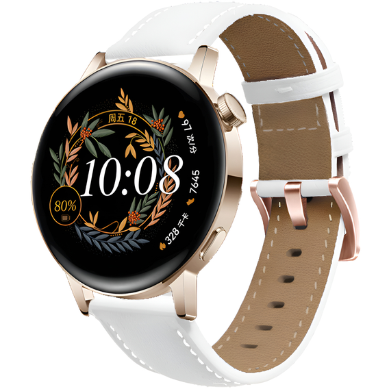 Universal Leather Strap 20mm, White