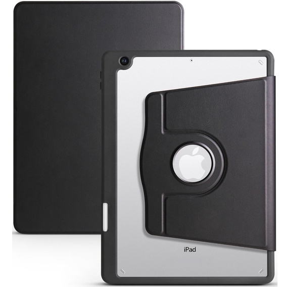 Case for iPad 10.2" 2021/2020/2019 (9/8/7 gen.), with stylus space, 360° rotatable, black