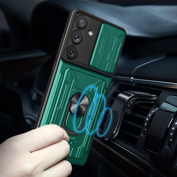 Armored case for Samsung Galaxy A54 5G, Camera Slide Card Slot, green