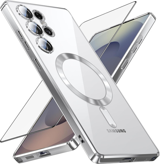 Case for Samsung Galaxy S25 Ultra, Electro MagSafe, silver + Screen Glass