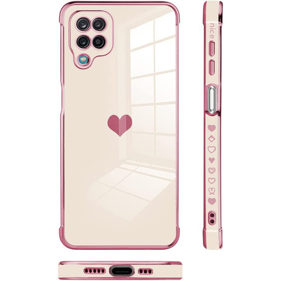 Case for Samsung Galaxy A12 / M12 / A12 2021, Electro heart, pink rose gold