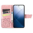 Flip case for Xiaomi 14T, Butterfly, pink rose gold